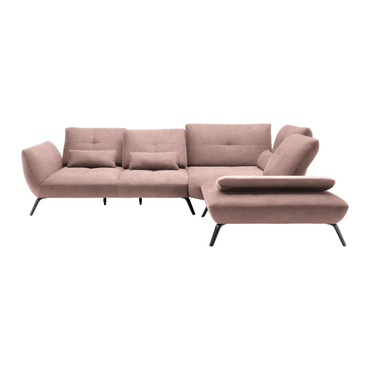Wohnlandschaft Trendy Rosa - Schwarz/Rosa, MODERN, Holzwerkstoff/Textil (310/93/250cm) - Premium Living