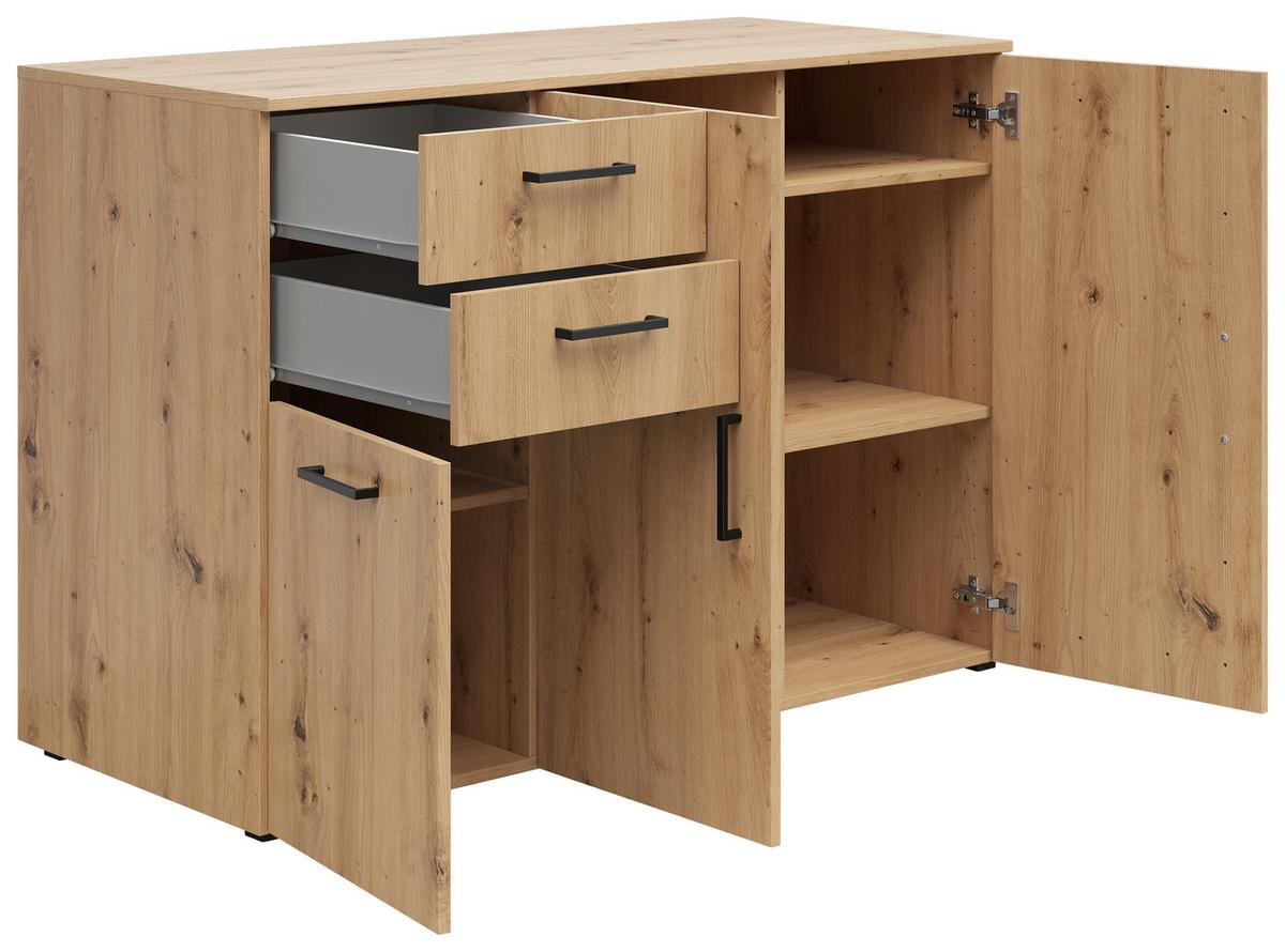 Kommode Multistauraum Eiche Artisan - Anthrazit/Schwarz, Modern, Holzwerkstoff/Kunststoff (120/83/52cm) - Premium Living