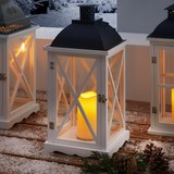 Laterne Henric inkl. Led-kerze H ca. 50 cm - Schwarz/Weiß, MODERN, Glas/Holz (23/23/50cm) - Mömax modern living