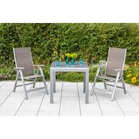 Set Za Balkon Carrara, 3-Delno, Rjavosiva - srebrne barve/rjavosiva, Konvencionalno, kovina/steklo - Gardenson