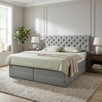 Boxspringbett Belano Dunkelgrau ca. 160x200cm - Dunkelgrau, KONVENTIONELL, Holz/Holzwerkstoff (160/200cm) - Premium Living