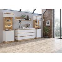 Vitrină CALABRIA - alb/culoare lemn stejar, Trend, sticlă/material pe bază de lemn (60,1/200,5/40cm) - Modern Living