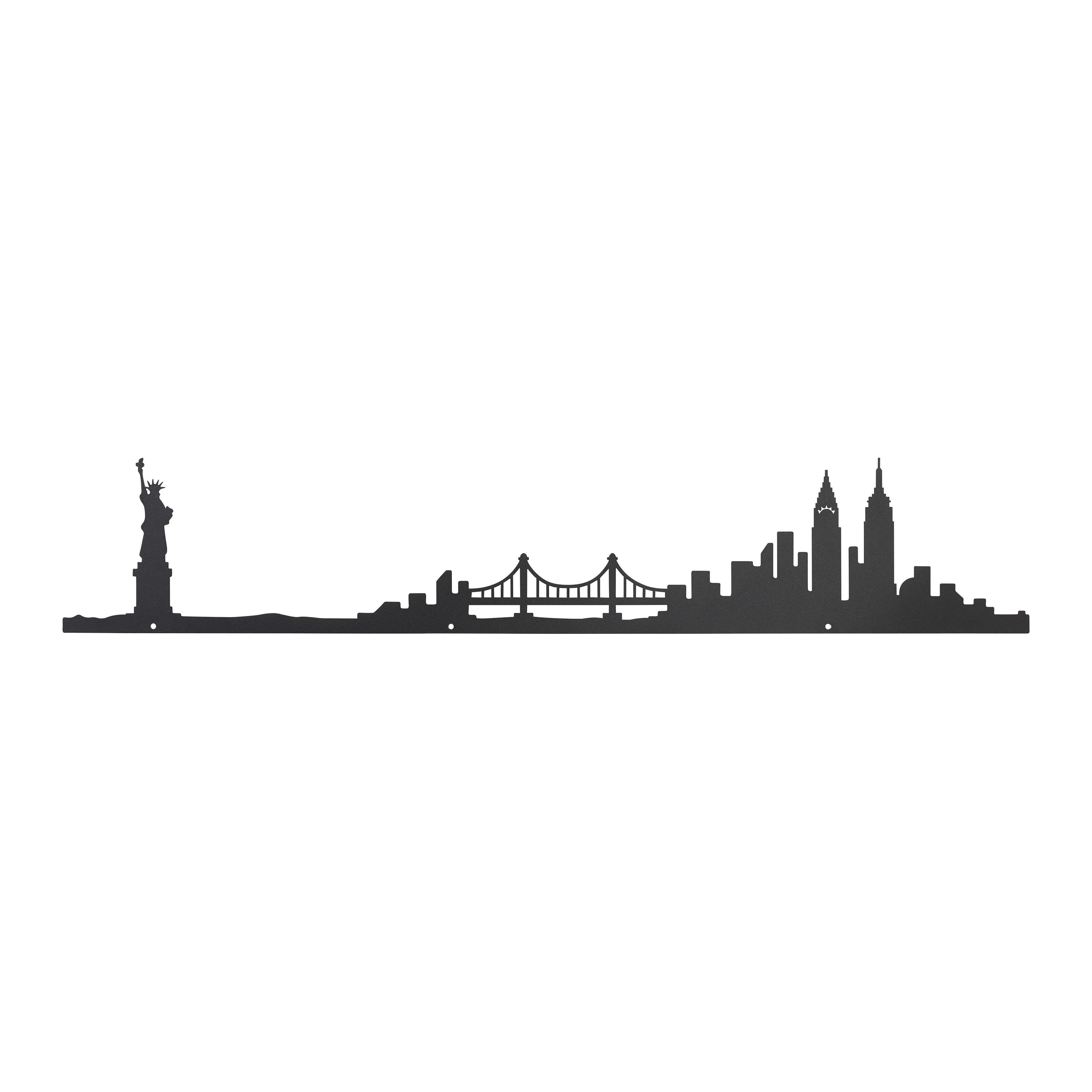 Wanddeko Skyline Schwarz - Schwarz, KONVENTIONELL, Metall (55/10cm) - Modern Living
