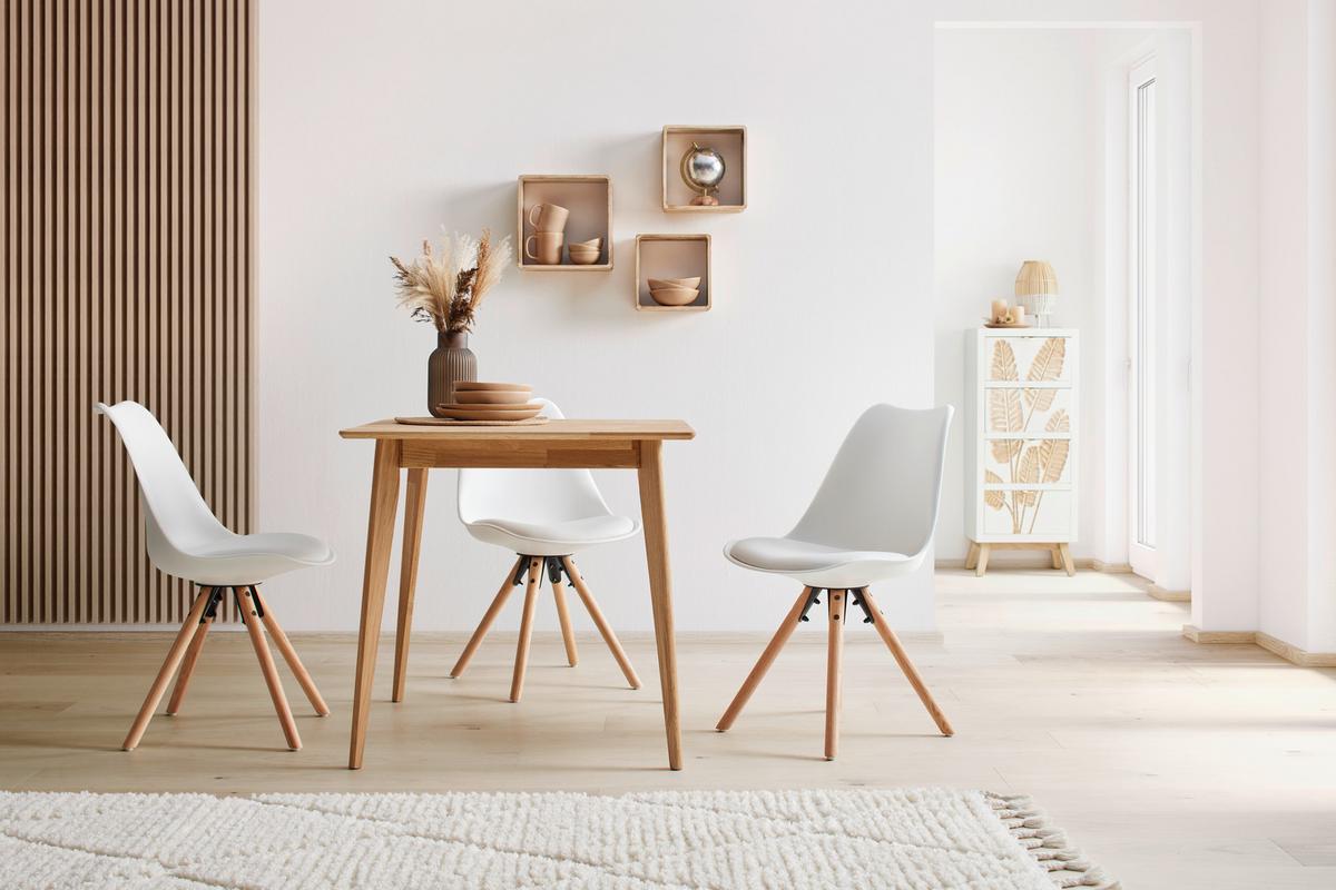 Stuhl in Weiss - Weiss/Eichefarben, Modern, Holz/Kunststoff (48/81/57cm) - Mömax