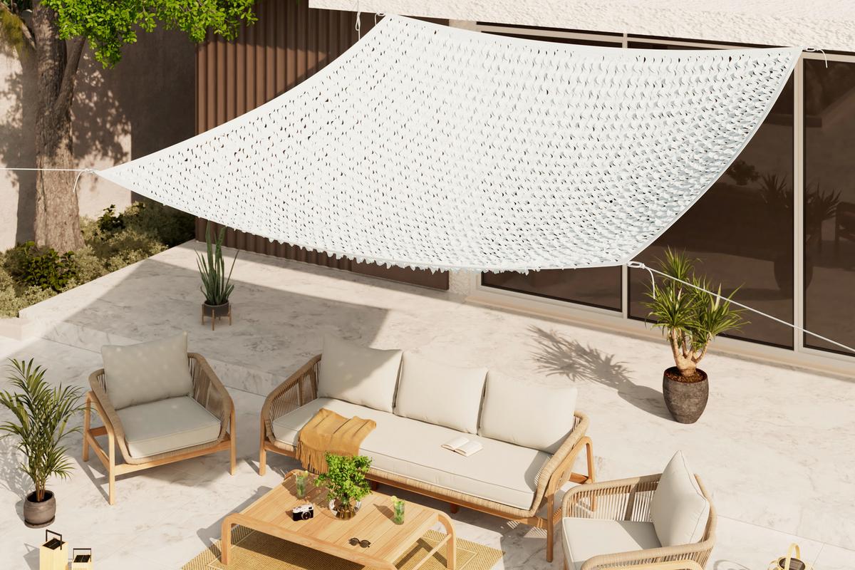 Sonnensegel Netzi Weiß ca. 300x300cm - Weiß, Basics, Textil (300/300cm)