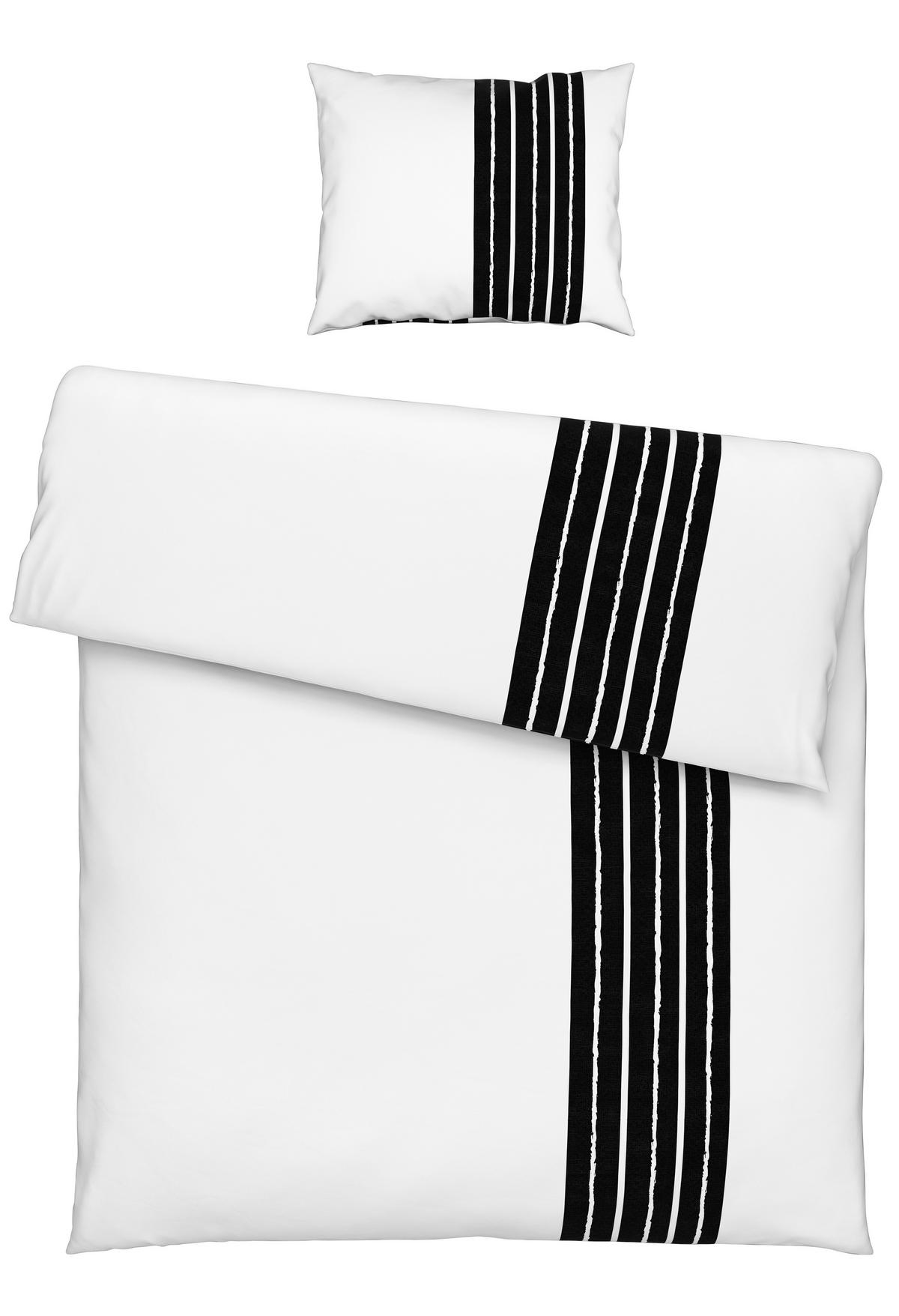 Bettwäsche Stripes in Weiss/Schwarz ca. 160x210cm - Weiss, Modern, Textil (160/210cm) - Modern Living