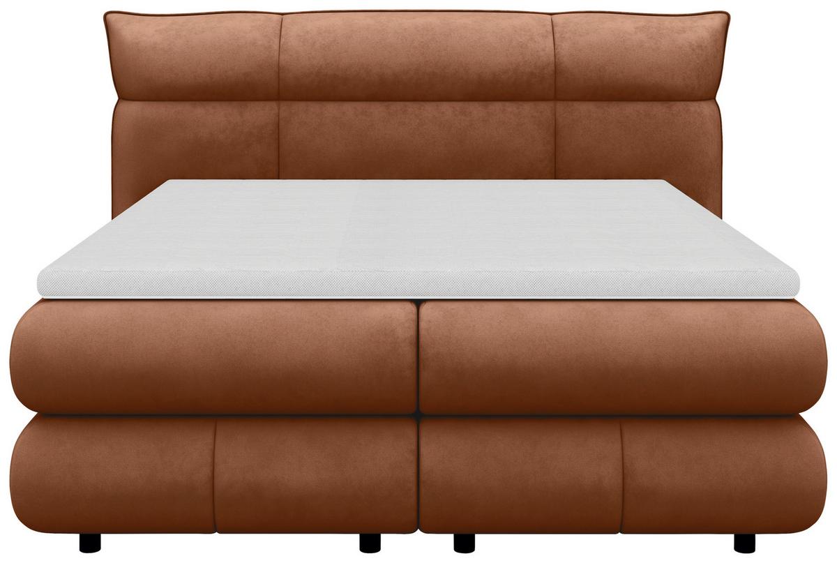 Boxspring Krevet Caramelo - bakrenaste boje/crna, Trend, tekstil/plastika (140/200cm) - Premium Living