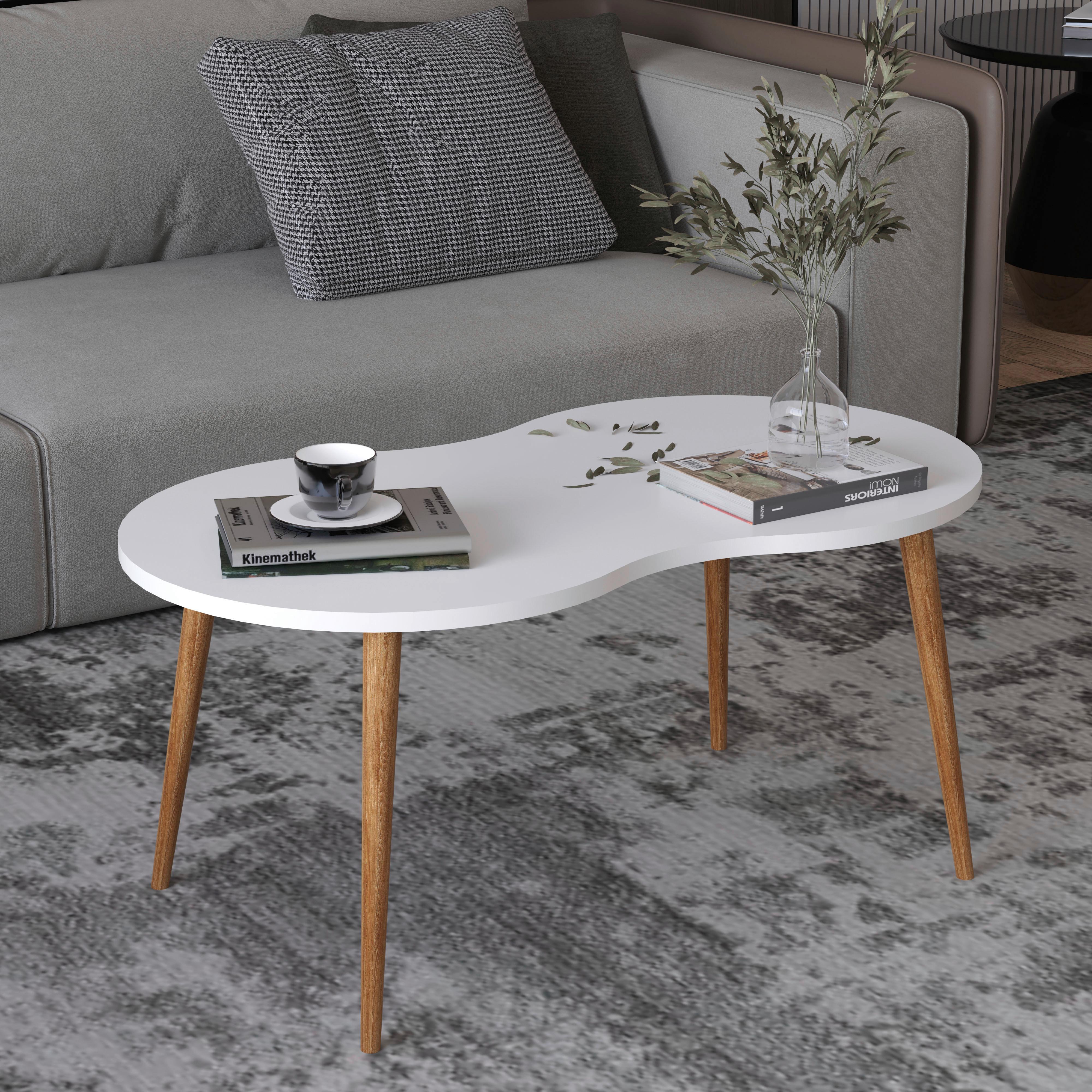 TABLE BASSE BARILO - chêne miel/blanc, Design, matériau de bois (90/41/42cm) - MID.YOU