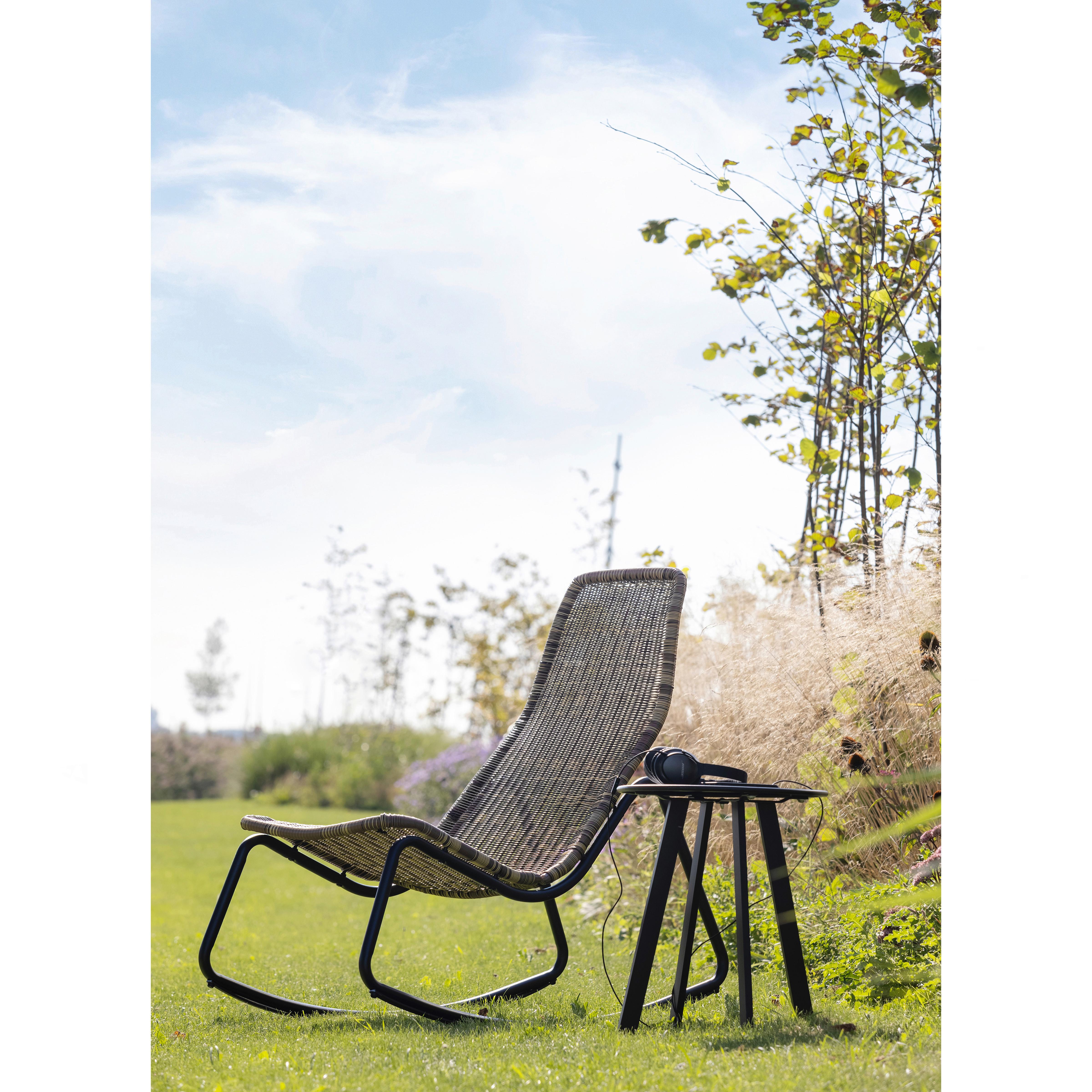 Schaukelstuhl Tom Naturfarben - Schwarz/Naturfarben, Design, Kunststoff/Metall (51/97/95cm) - Gardenson