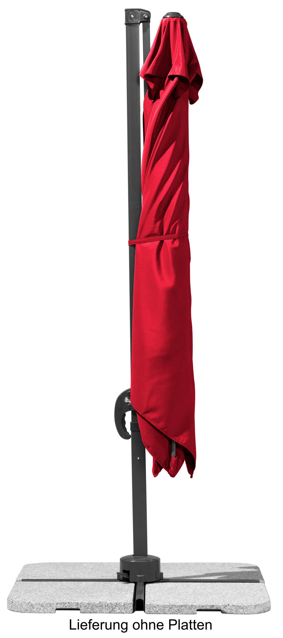 Ampelschirm Rhodos Junior ca.338x239x270cm Rot - Anthrazit/Rot, Basics, Textil/Metall (338/239/270cm) - Schneider