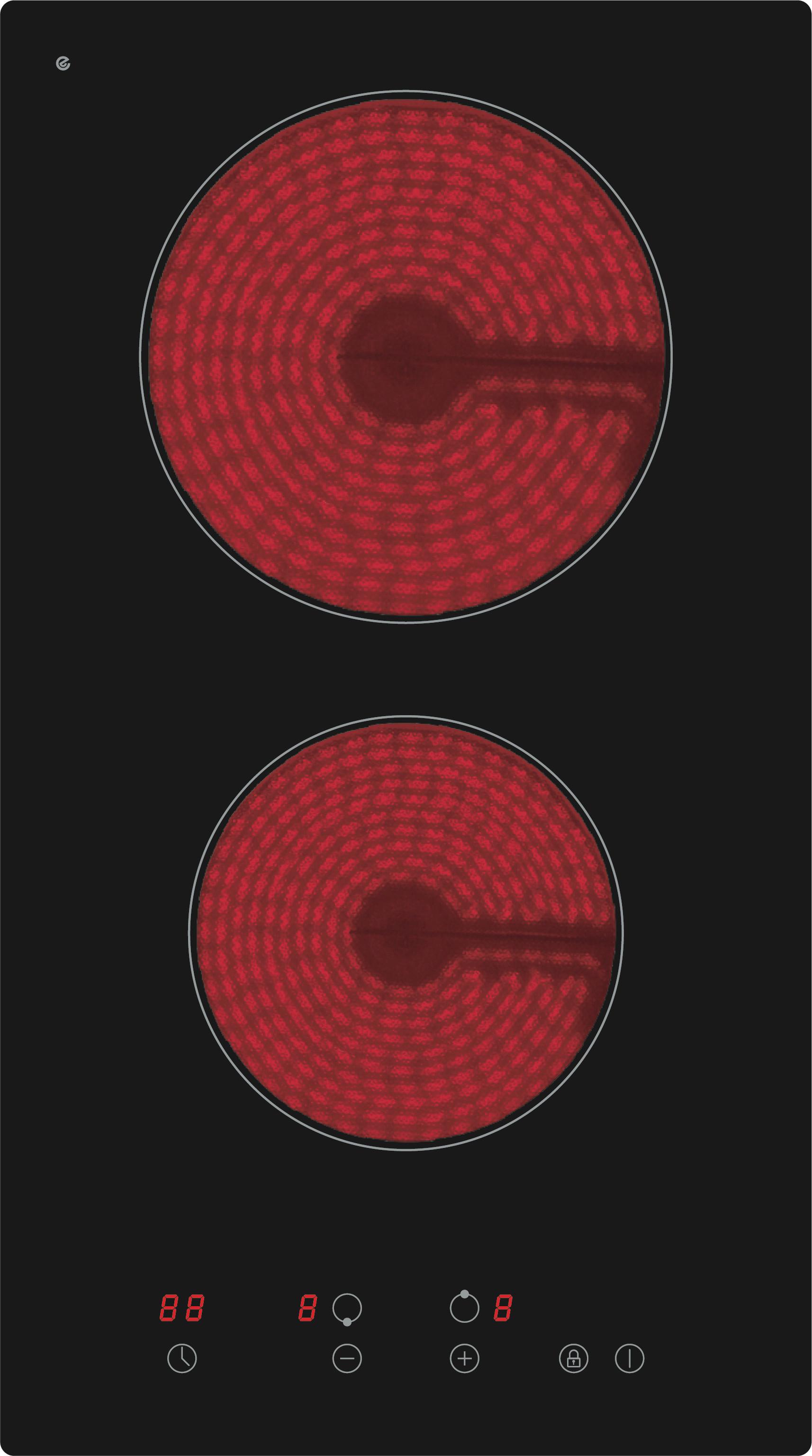 Glaskeramikkochfeld EB-GK-2TCG Schwarz - Schwarz, Trend, Glas/Metall (29/5/52cm) - PKM