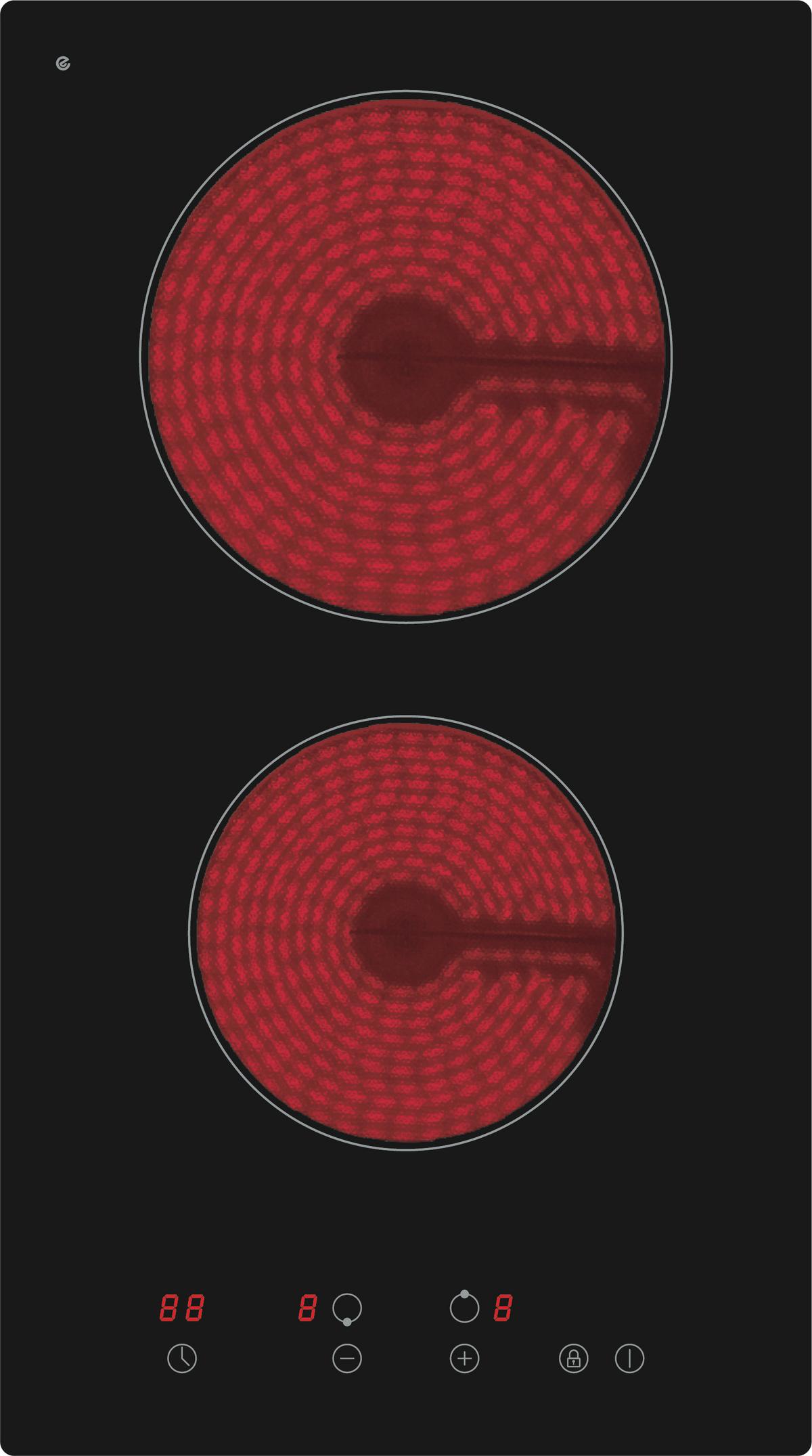 Glaskeramikkochfeld EB-GK-2TCG Schwarz - Schwarz, Trend, Glas/Metall (29/5/52cm) - PKM