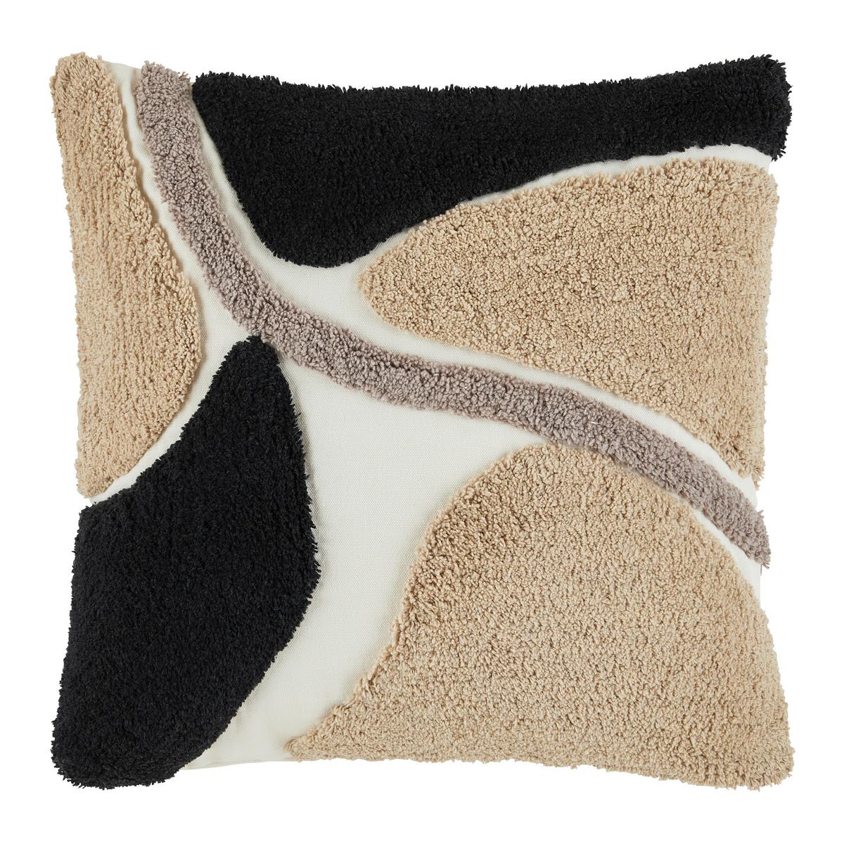 Kissenhülle Promo Design Schwarz/Beige ca. 40x40cm - Beige/Schwarz, MODERN, Textil (40/40cm) - Mömax