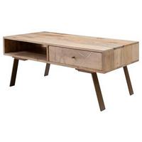 Couchtisch "Sikar" ca. 95x50 cm, aus Mango - Braun, Design, Holz/Metall (95/50/42cm) - MID.YOU