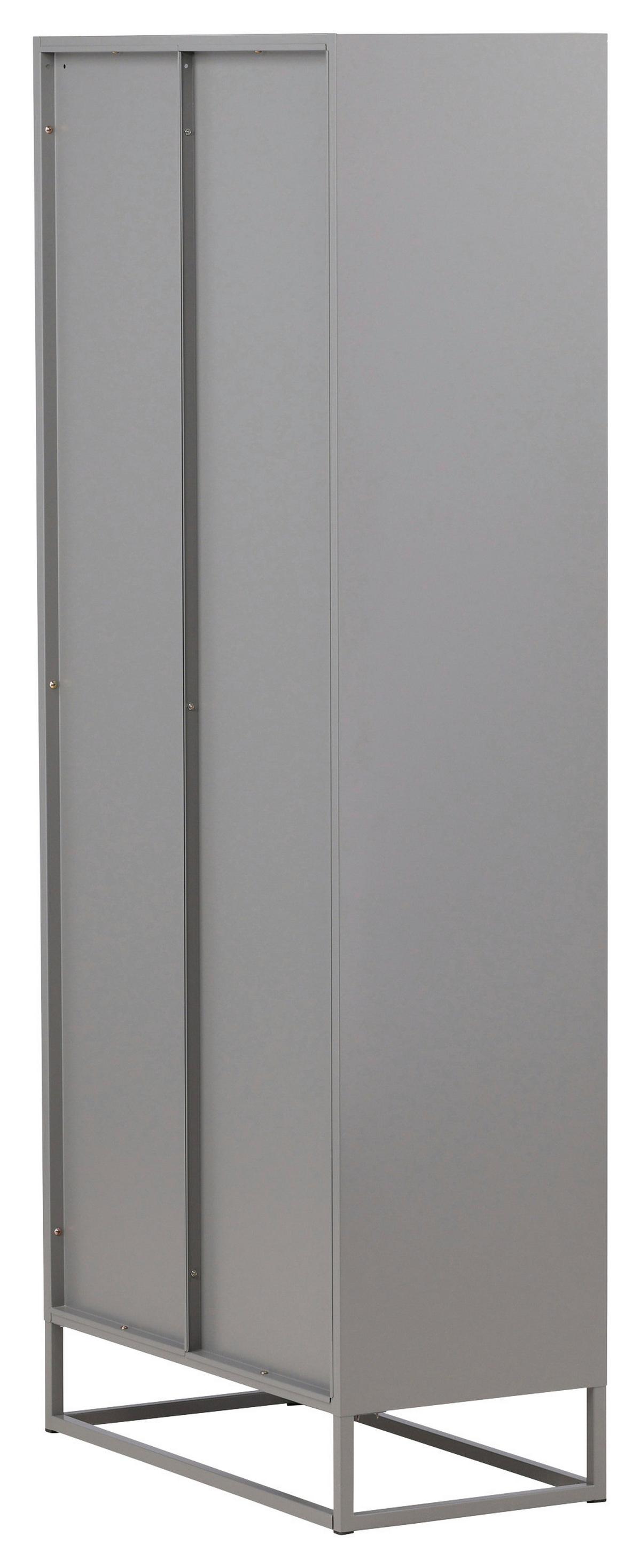 VITRINE BAKAL - Hellgrau, Design, Glas/Metall (80/190/41cm) - Livetastic