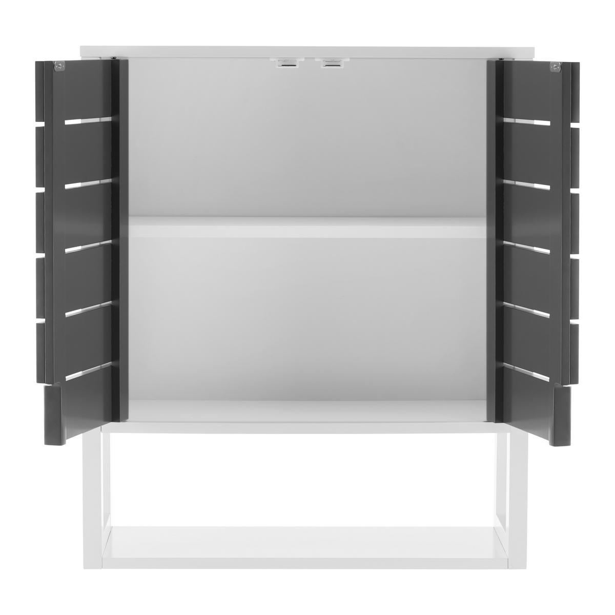 Hängeschrank Tia Grau/Weiß ca. 60x70x23 cm - Weiß/Grau, MODERN (60/70/23cm) - Bessagi Home