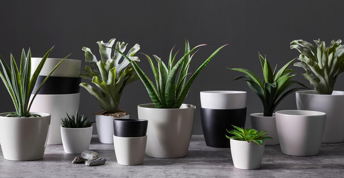 Mască pentru ghiveci LUISA -BASED - alb/negru, Modern, ceramică (12/10cm) - Best Price