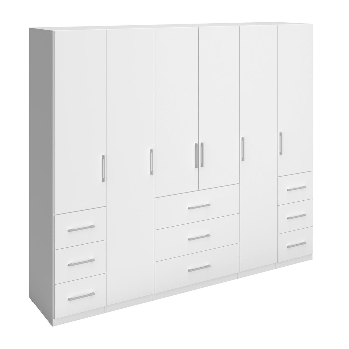 Drehtürenschrank Vivaldi -Exklusiv- - Weiss Hochglanz/Chromfarben, Konventionell, Holzwerkstoff/Metall (245/210/55cm) - Mömax