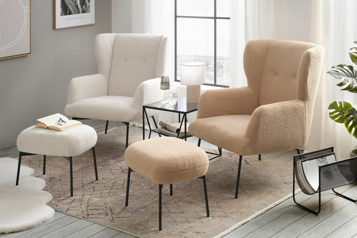 Fotelja Norbi - crna/krem, Natur, drvo/metal (84/95/75cm) - Mömax