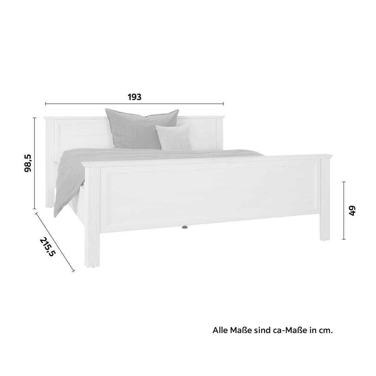 Cadru pat MARILOU - alb, Romantik / Landhaus, material pe bază de lemn (180/200cm) - Premium Living