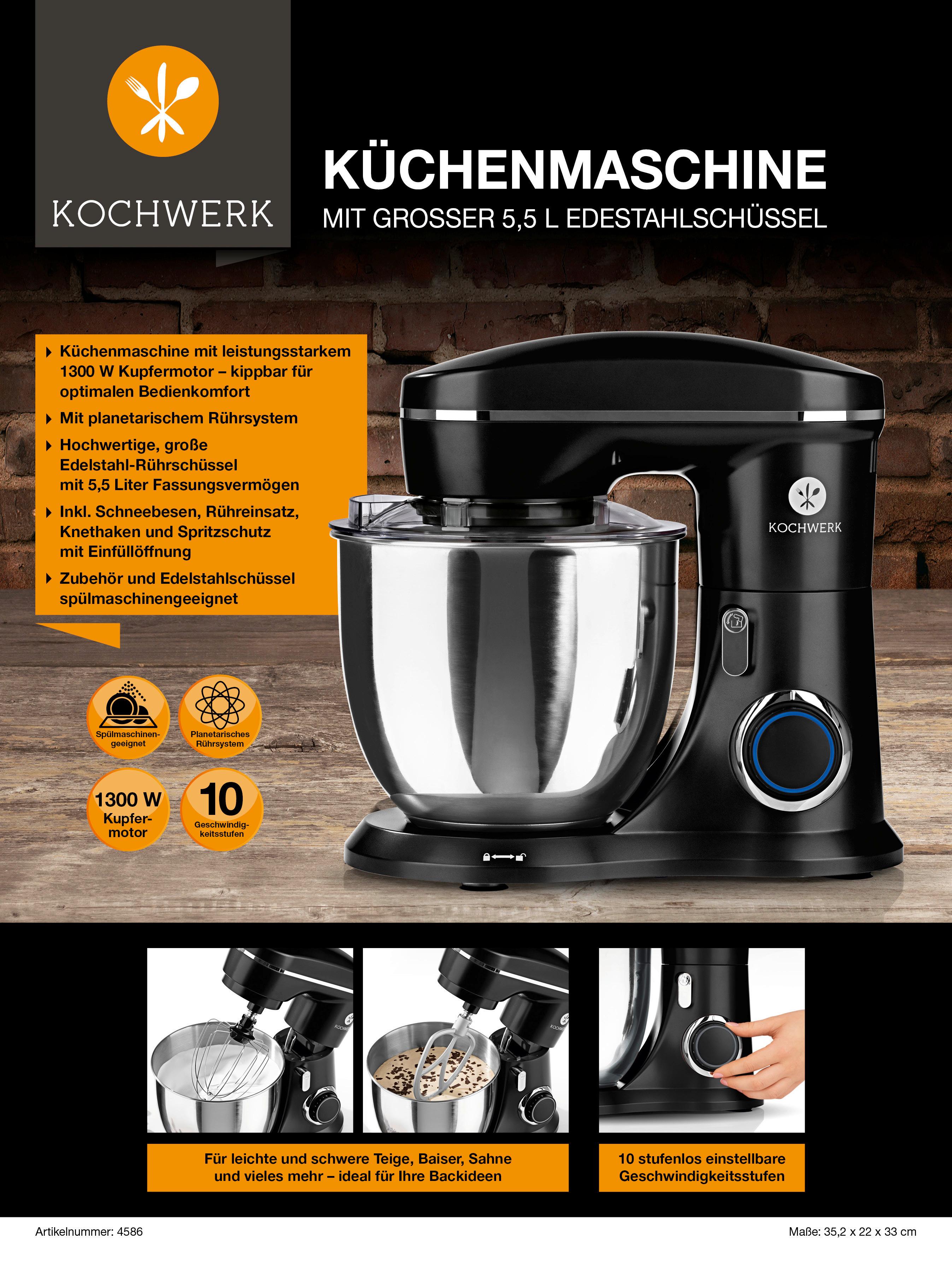 Küchenmaschine Salita in Schwarz - Schwarz, MODERN, Kunststoff/Metall (35,2/22/33cm)
