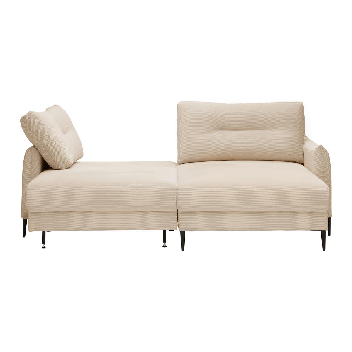 Ecksofa Domingo Beige - Beige/Schwarz, MODERN, Textil/Metall (221/94/142cm) - Mömax