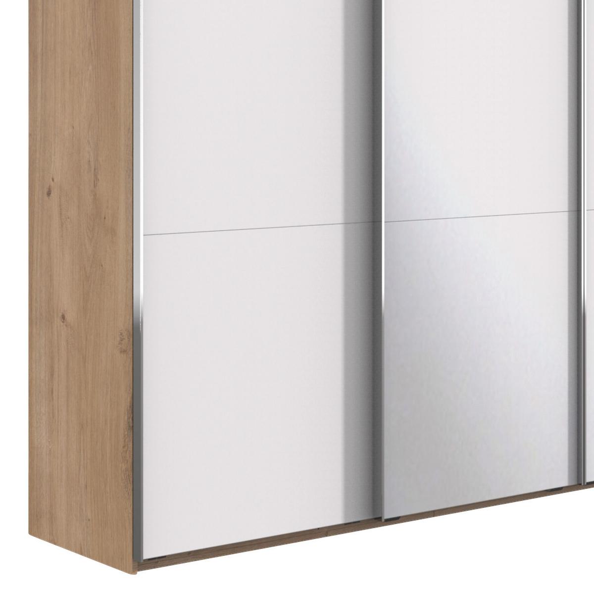 Ormar S Kliznim Vratima Level 36a - bijela/boje hrasta, Basics, staklo/drvni materijal (350/216/65cm) - Modern Living