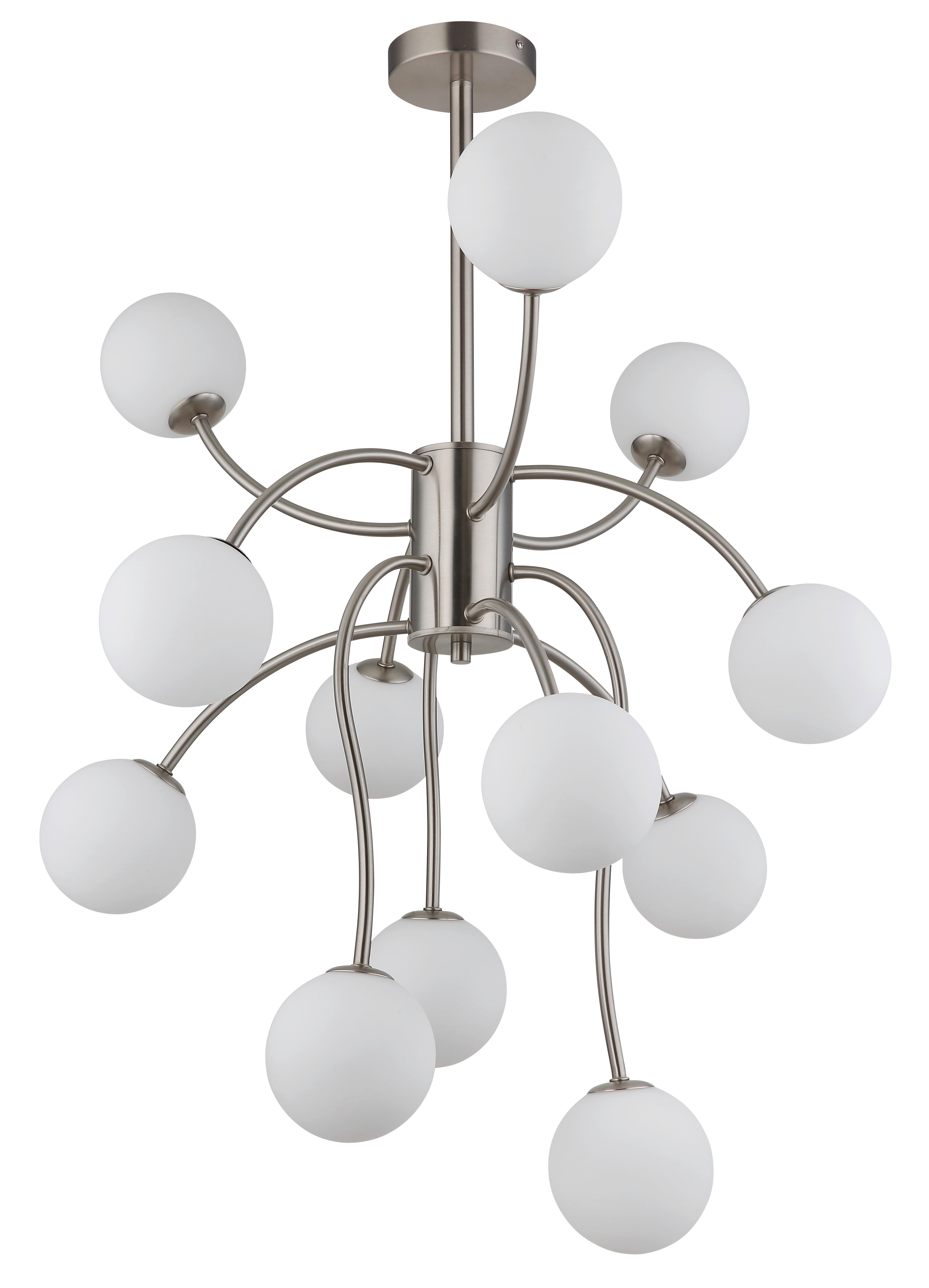 LED-DECKENLEUCHTE 56140-12D - Weiss/Nickelfarben, Design, Glas/Metall (62/93cm) - Globo