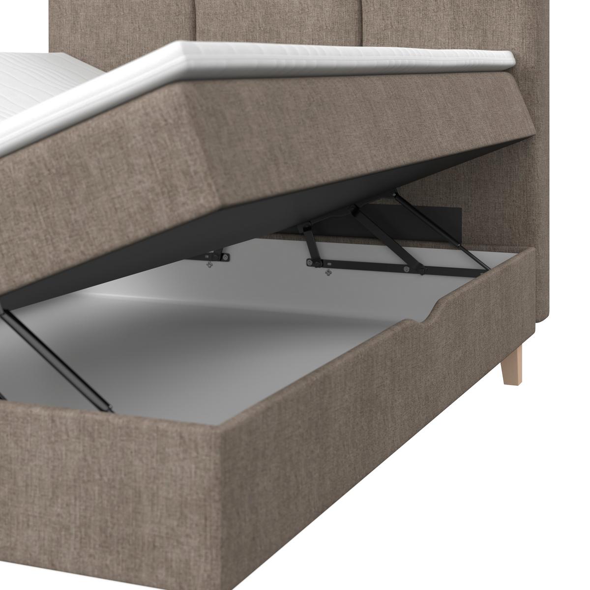 Boxbett Monza ca. 160x200 cm Braun inkl. Topper - Eichefarben/Braun, Modern, Holz/Textil (160/200cm) - Bessagi Home