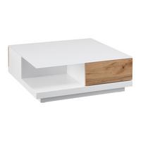 Couchtisch Nevio Weiß Eichefarben MDF mit Stauraum - Eichefarben/Weiß, MODERN, Glas (85/85/30cm) - Bessagi Home