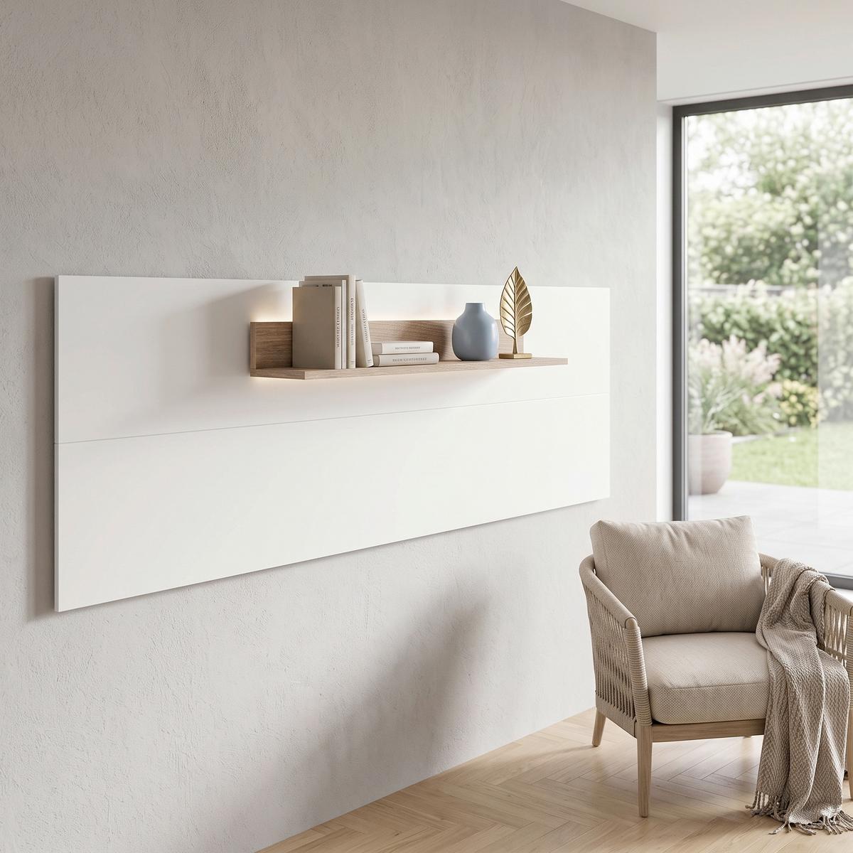 Zidna Polica Cotia New - boja hrasta/bela, Moderno, pločasti materijal (160/60/19,8cm) - Modern Living