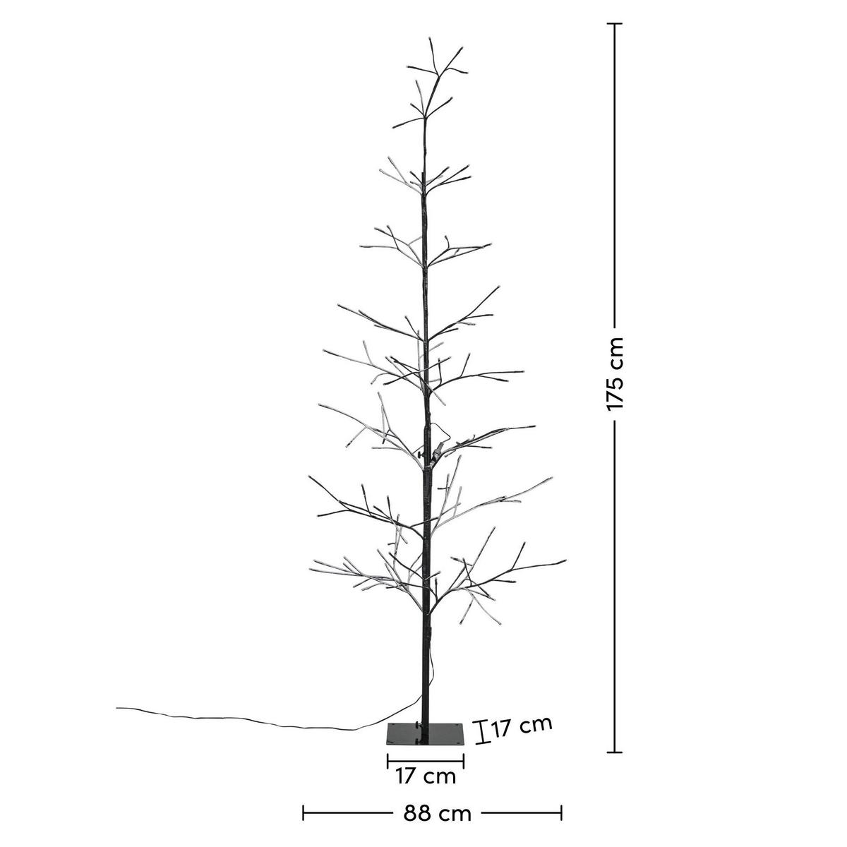 LED-Dekoleuchte Tree Schwarz max. 2,5 Watt - Schwarz/Weiß, MODERN, Kunststoff/Metall (175cm) - Mömax