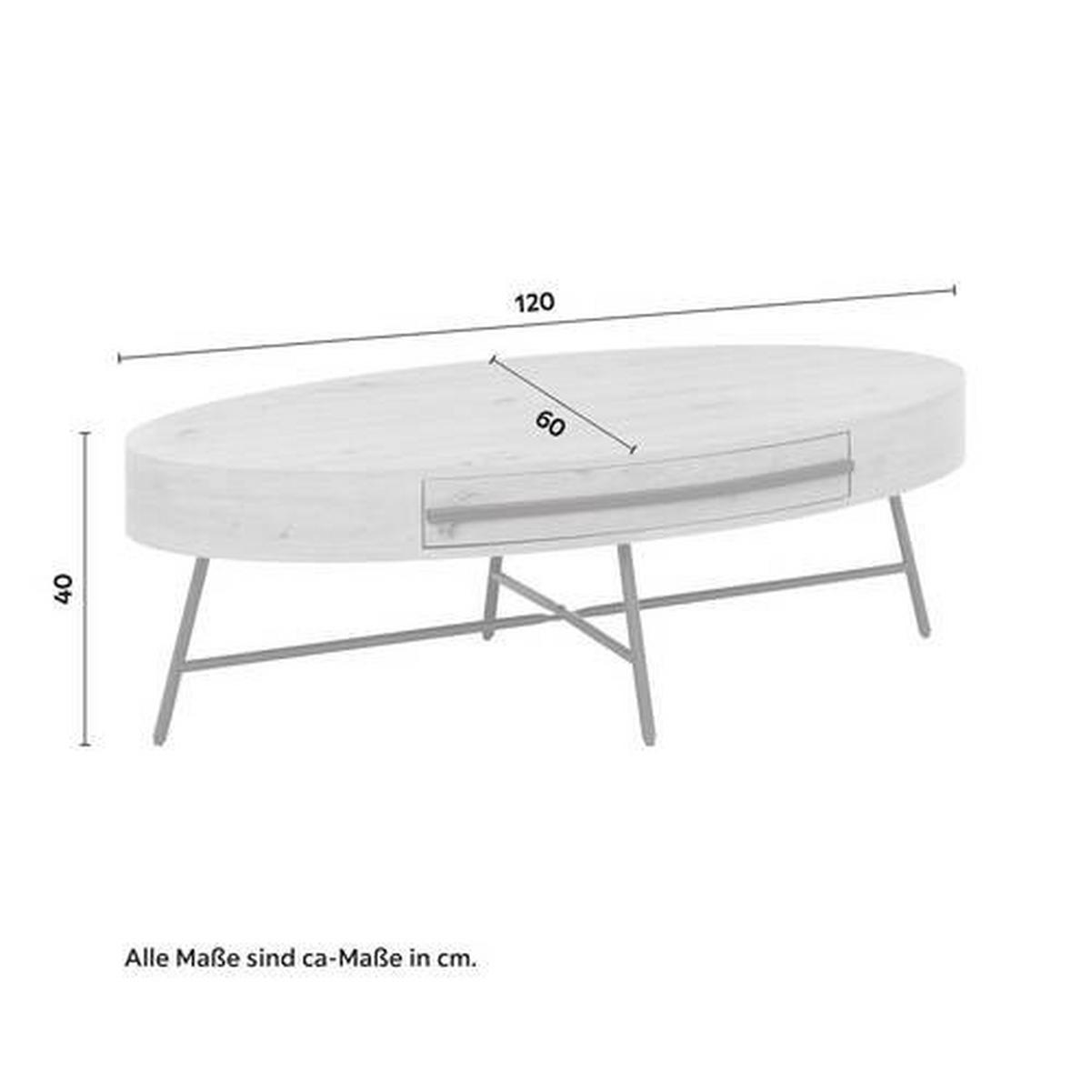 Dohányzóasztal Emilia - tölgyfa színű/fekete, Modern, fém (120/60/40cm) - Mömax