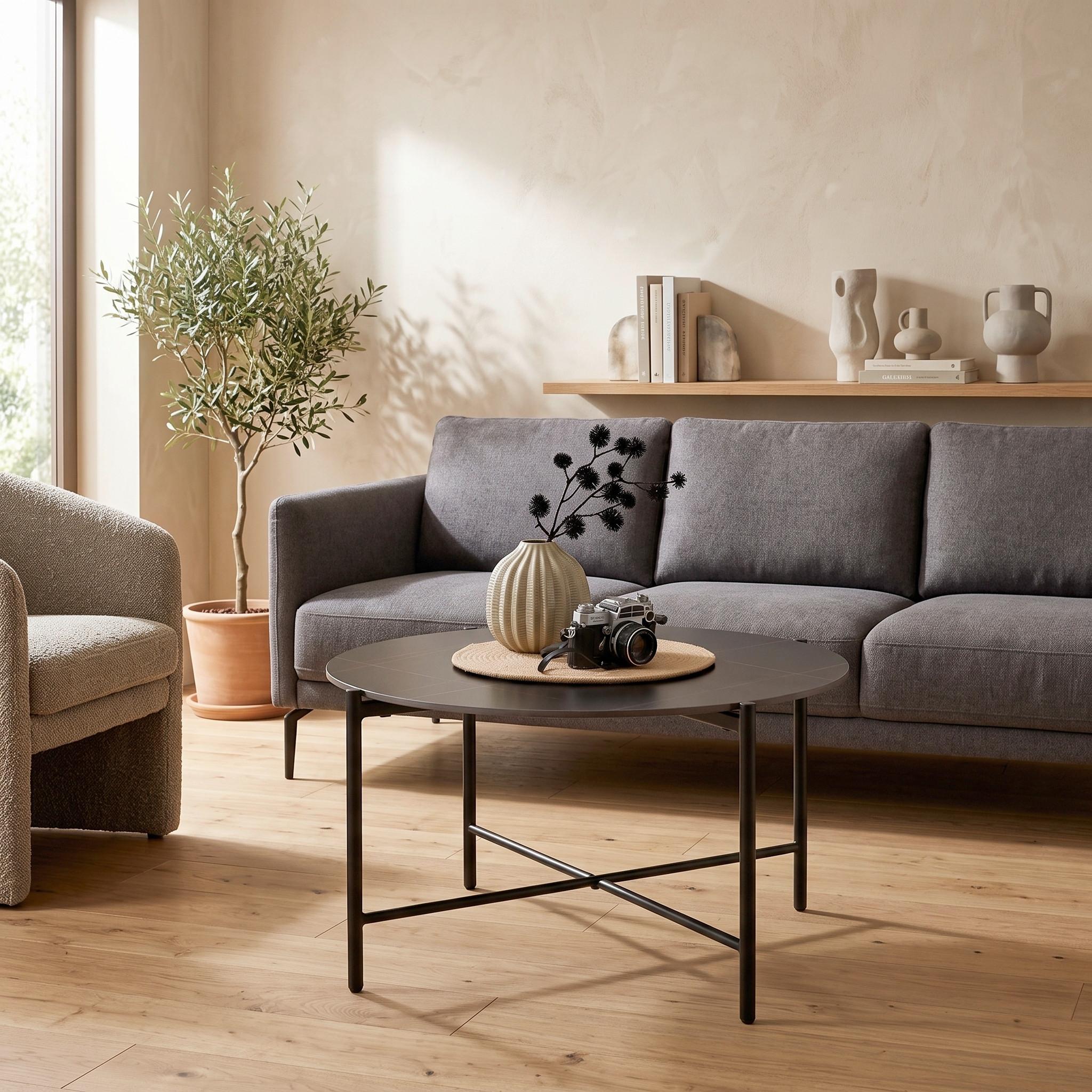 SOFFBORD MONZA - svart, Modern, metall/keramik (80/80/43cm) - Mömax