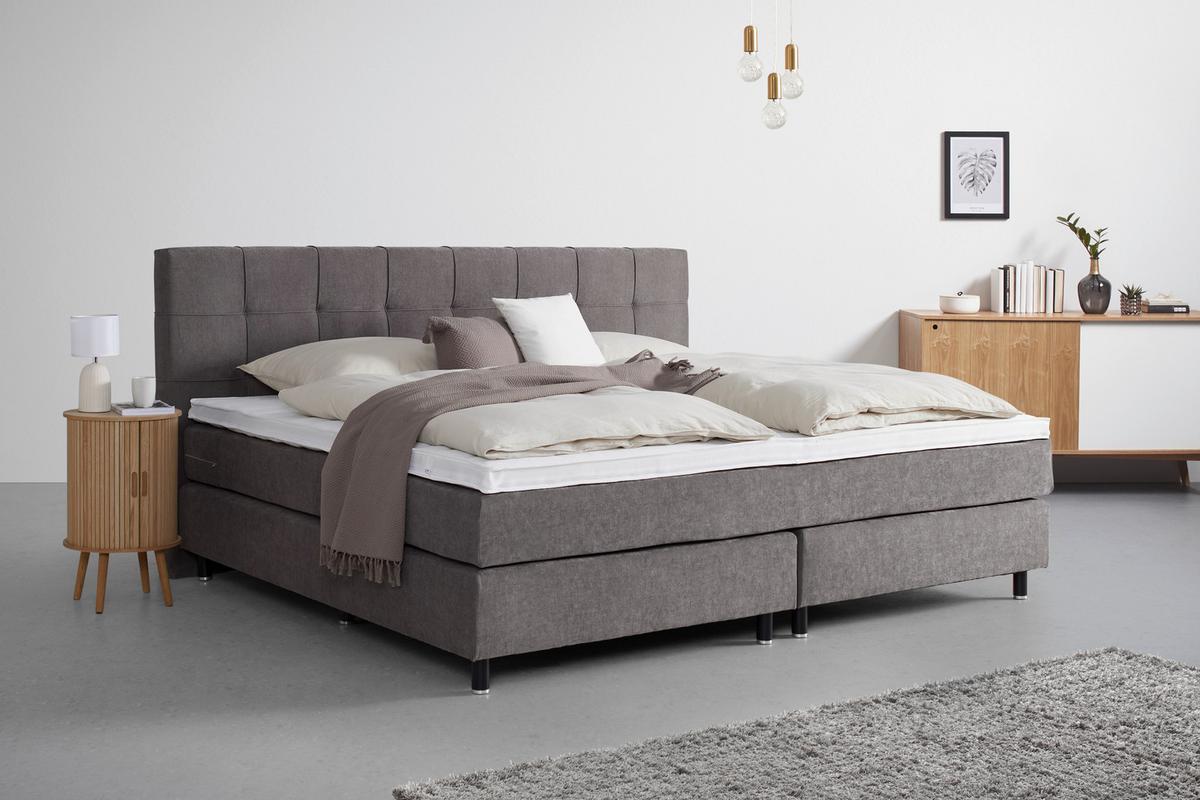 Boxspringbett Primo Dunkelgrau ca. 220x200cm - Dunkelgrau, KONVENTIONELL, Holz/Holzwerkstoff (220/200cm) - Premium Living