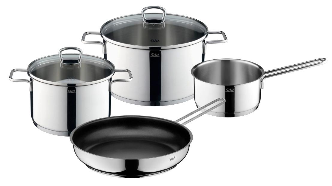 Kochtopfset Silit aus Edelstahl, 4-teilig - Glas/Metall - Silit