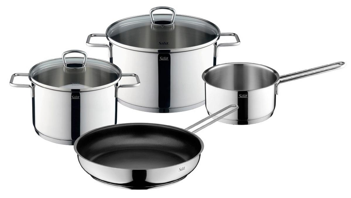 Kochtopfset Silit aus Edelstahl, 4-teilig - Glas/Metall - Silit