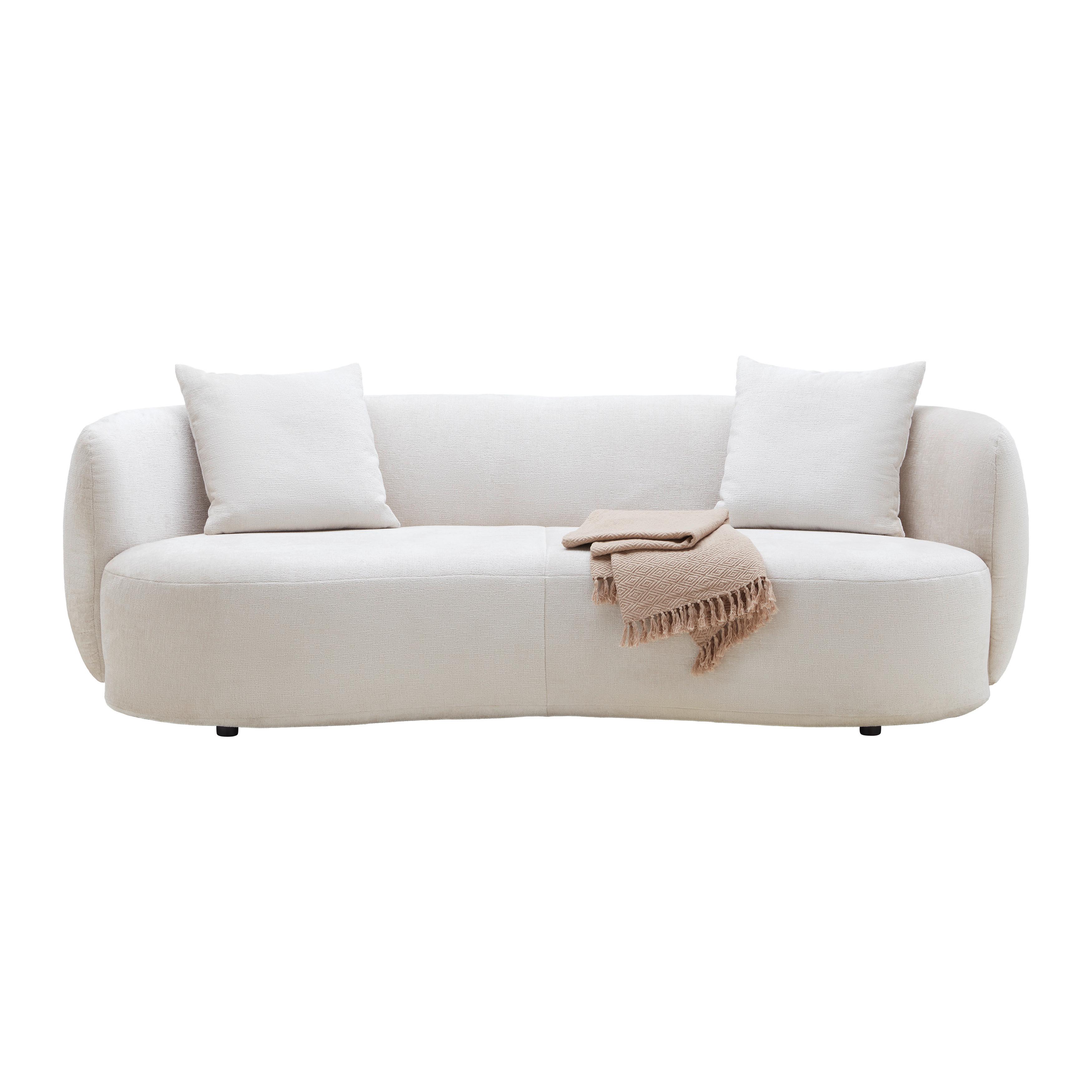Grand Canapé runde Form, inkl. 2 Kissen - Beige/Schwarz, Modern, Kunststoff/Textil (235/72/110cm) - Premium Living