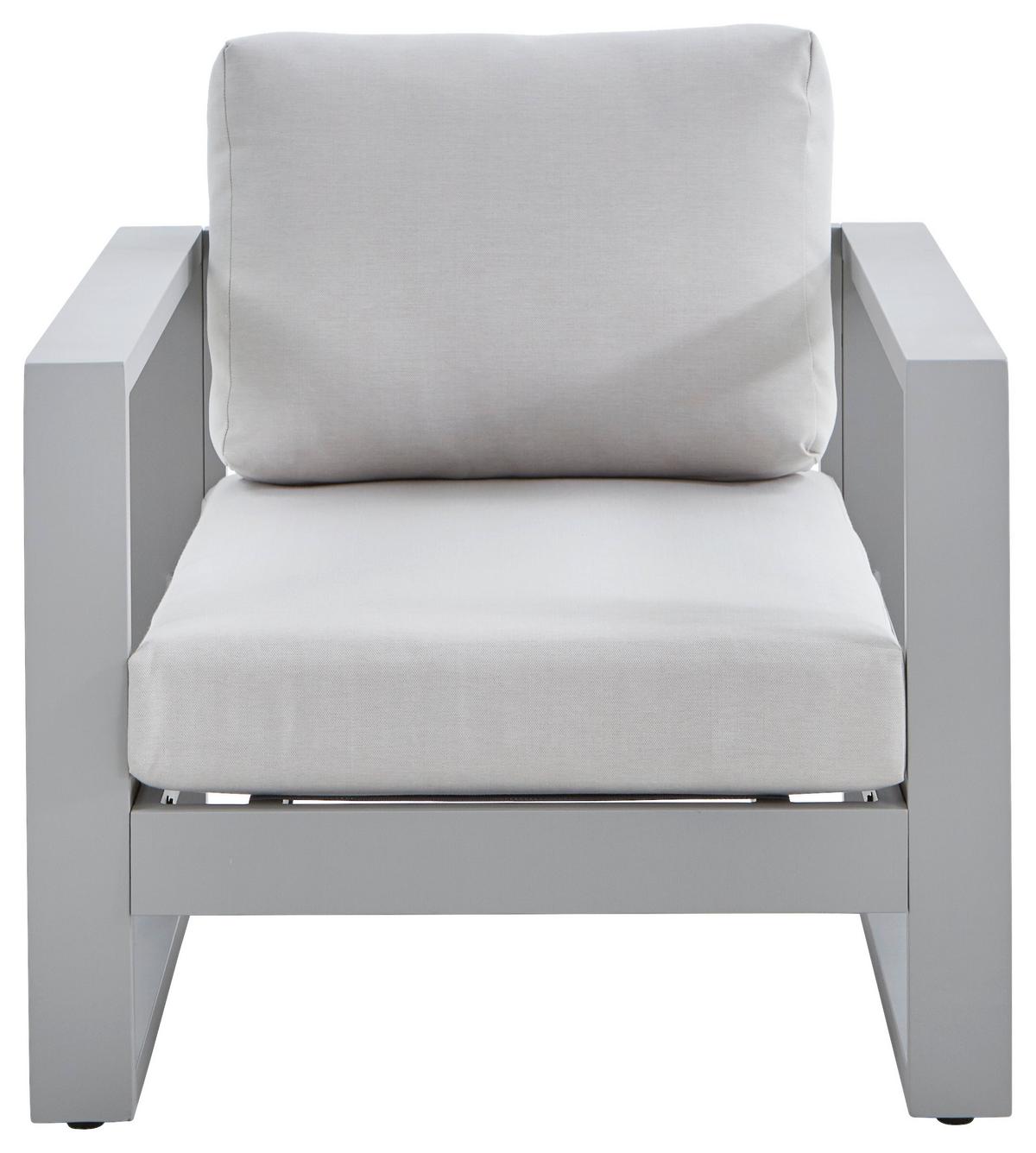 FOTEL TARASOWY WILLIS - jasnoszary, Design, metal/tkanina (76/60/90cm) - Amatio