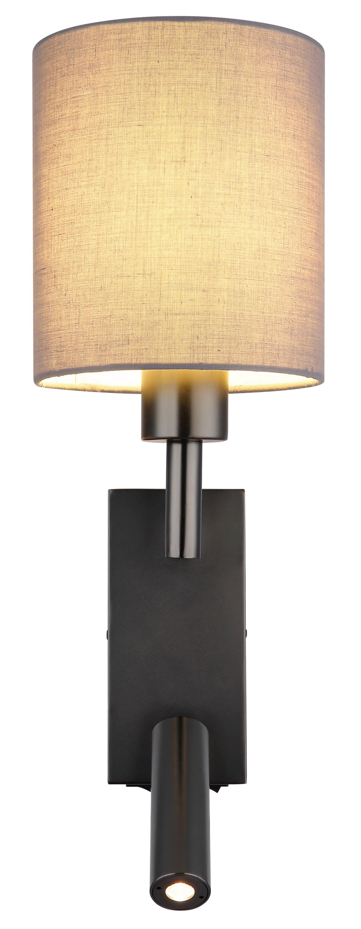 Led Zidna Svjetiljka Zamora - siva/crni krom, Konvencionalno, metal/tekstil (15/45,5cm) - Globo