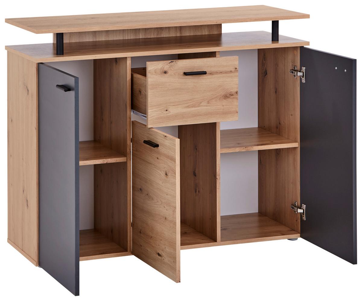 Komoda Leon, Antracit, Barva Hrasta - črna/antracit, Moderno, umetna masa/leseni material (117/92,3/38cm) - Mömax