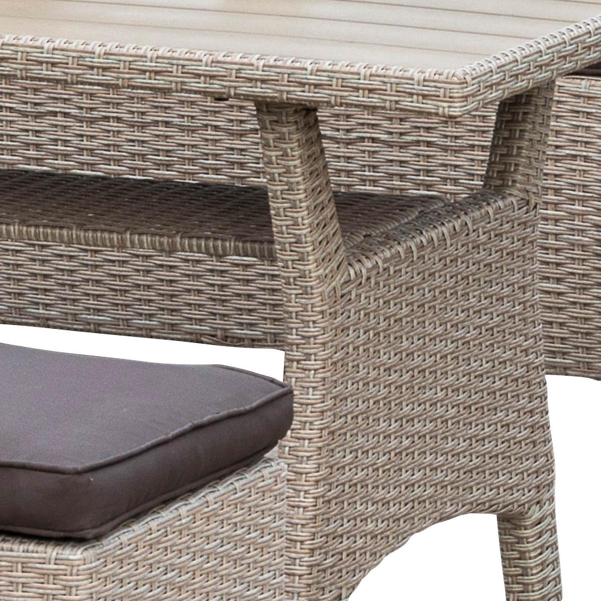 Lounge Garnitura Palma, 5-Delno, Blazine - temno rjava/naravne barve, Konvencionalno, kovina/umetna masa (239/170cm) - Gardenson