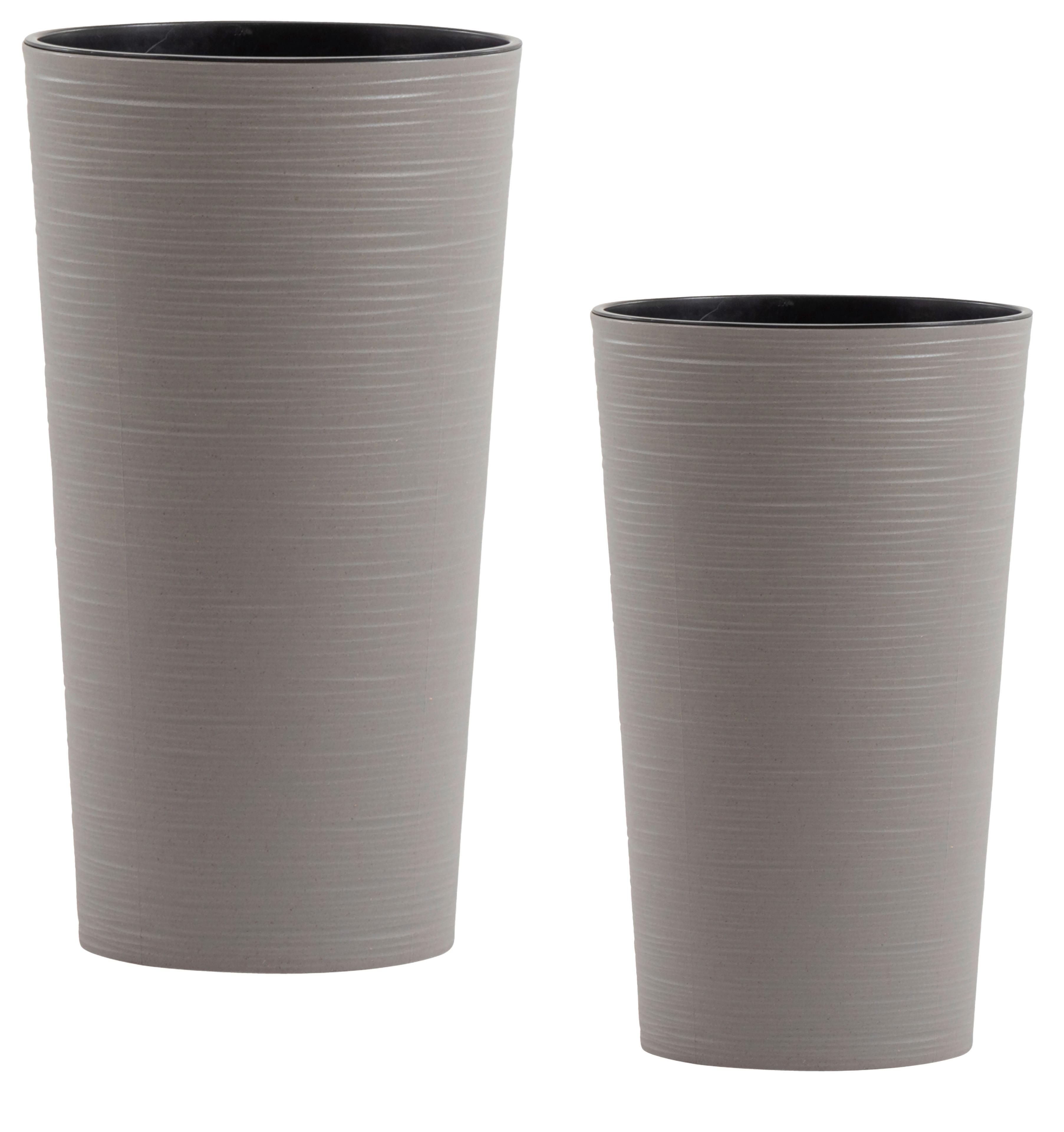 Übertopf-Set Grau, 2-teilig - Grau, Basics, Kunststoff - Siena Garden