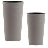 Übertopf-Set Grau, 2-teilig - Grau, Basics, Kunststoff - Siena Garden