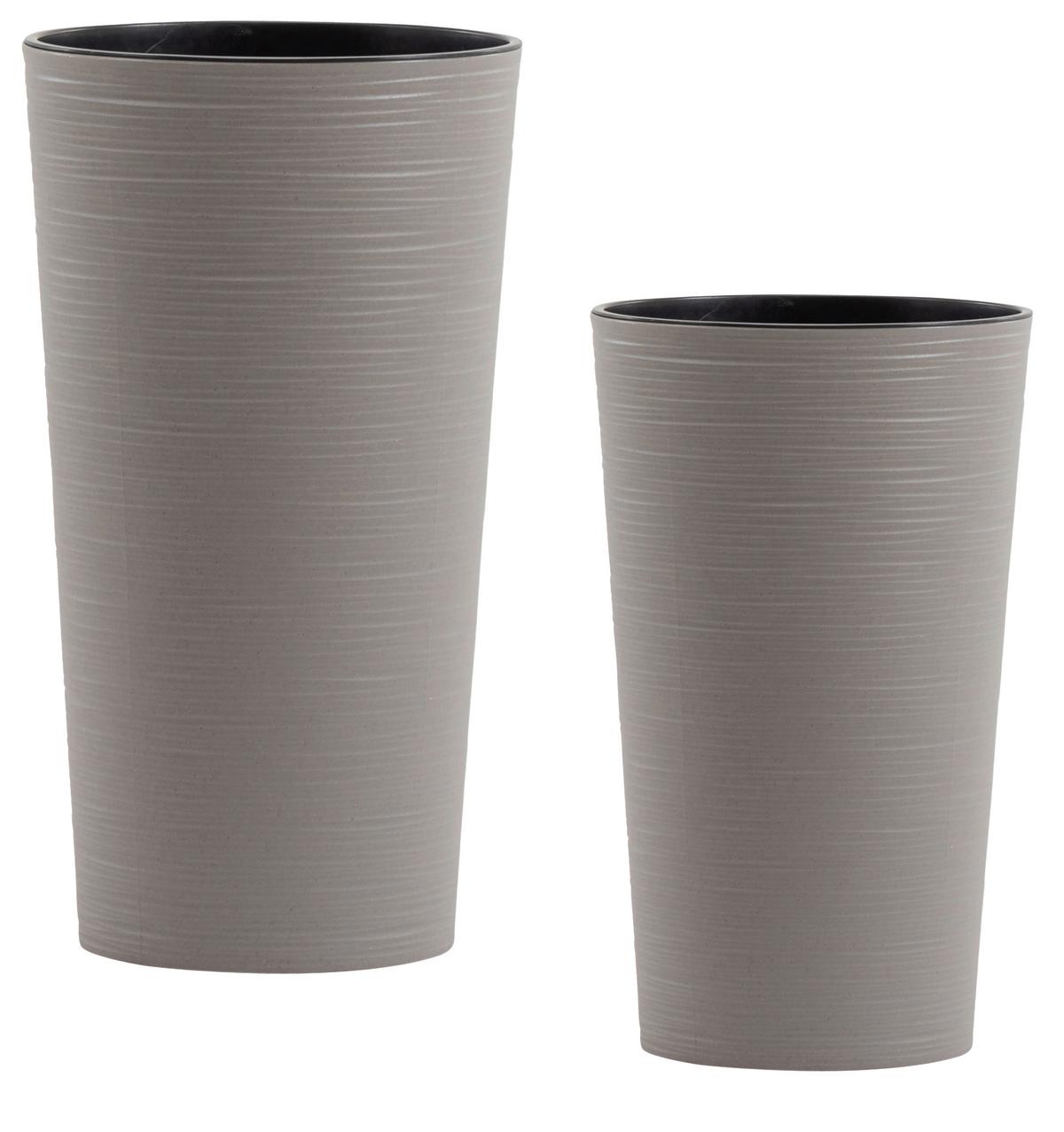 Übertopf-Set Grau, 2-teilig - Grau, Basics, Kunststoff - Siena Garden