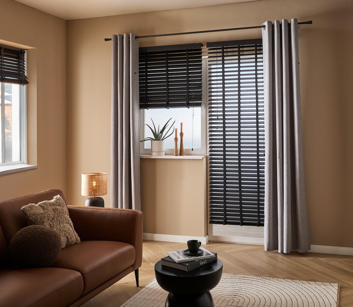 ŻALUZJA VENETIAN - czarny, Natur, drewno (90/130cm) - Homeware