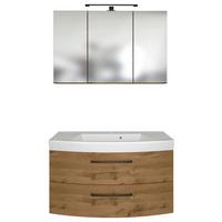 Badezimmer Manchester 2-tlg. ca. 100 cm Weiß - Eichefarben/Weiß, MODERN, Keramik/Holzwerkstoff (100/59/50cm) - Held
