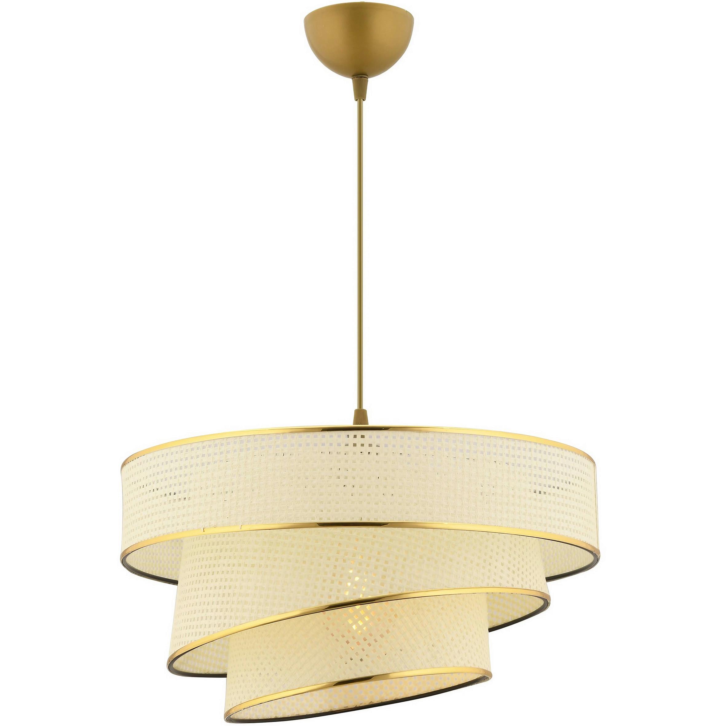 LAMPA WISZĄCA COUPER HAZERAN - WHITE, GOLD - biały/kolor złoty, Design, metal/tkanina (40/72cm) - P & B