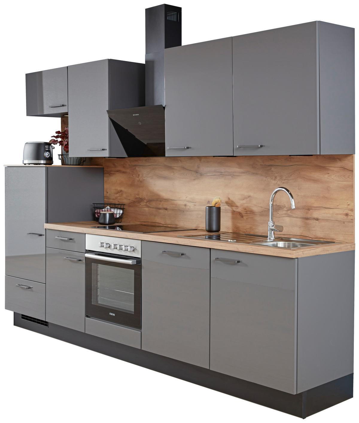 Küchenblock inkl. 4 E-Geräte Flash Schiefergrau - Anthrazit/Titanfarben, MODERN, Holzwerkstoff/Metall (290cm) - Nobilia
