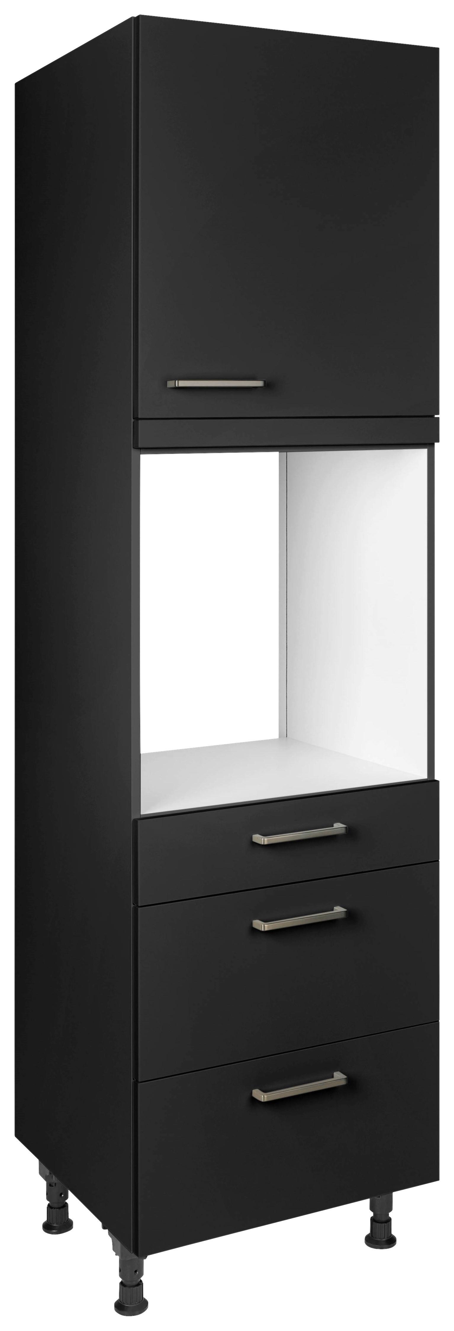 Geräteumbauschrank Touch Schwarz - Edelstahlfarben/Schwarz, MODERN, Holzwerkstoff/Metall (60/216,6/58cm) - Nobilia